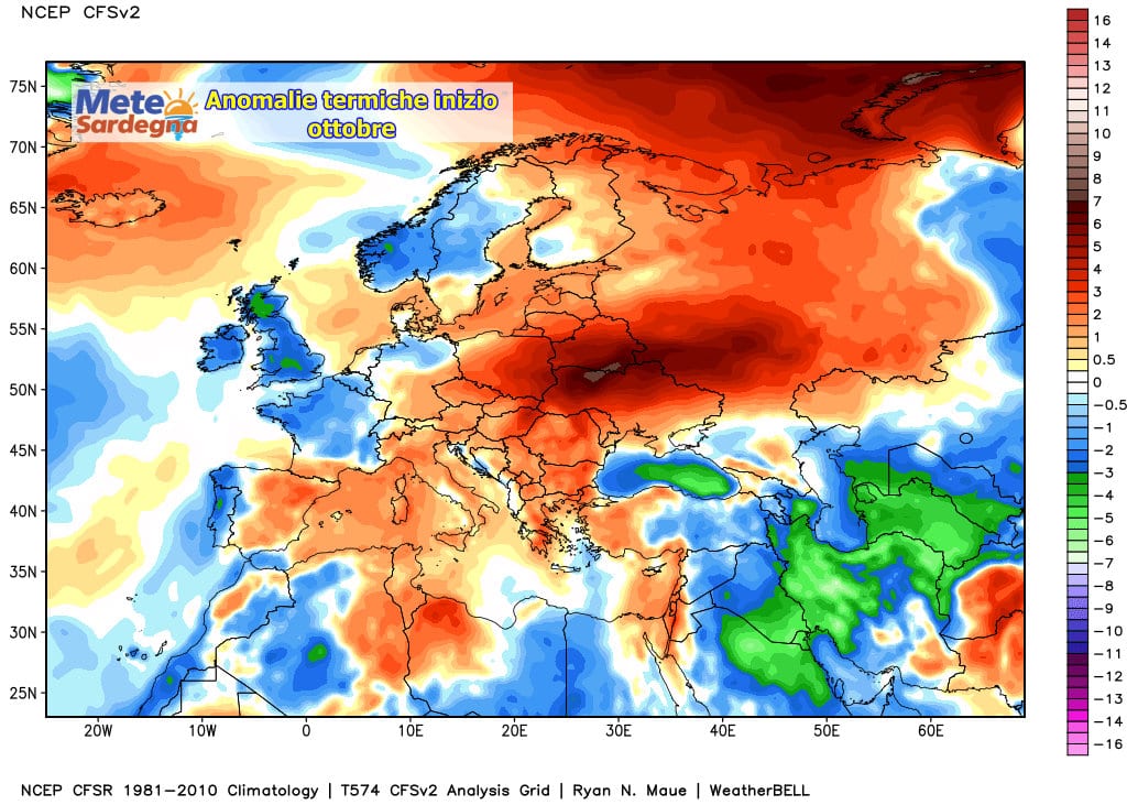 Anomalie termiche - Inizio ottobre all'insegna del caldo anomalo