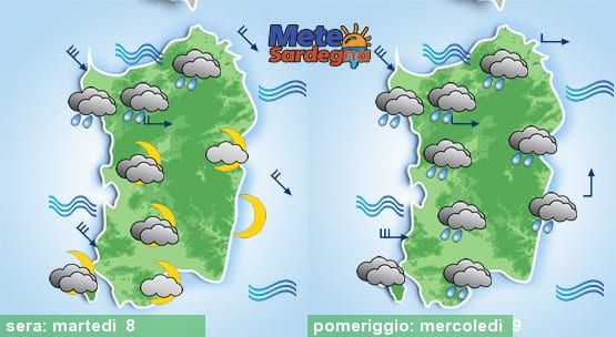 Il meteo tra stasera e domani.