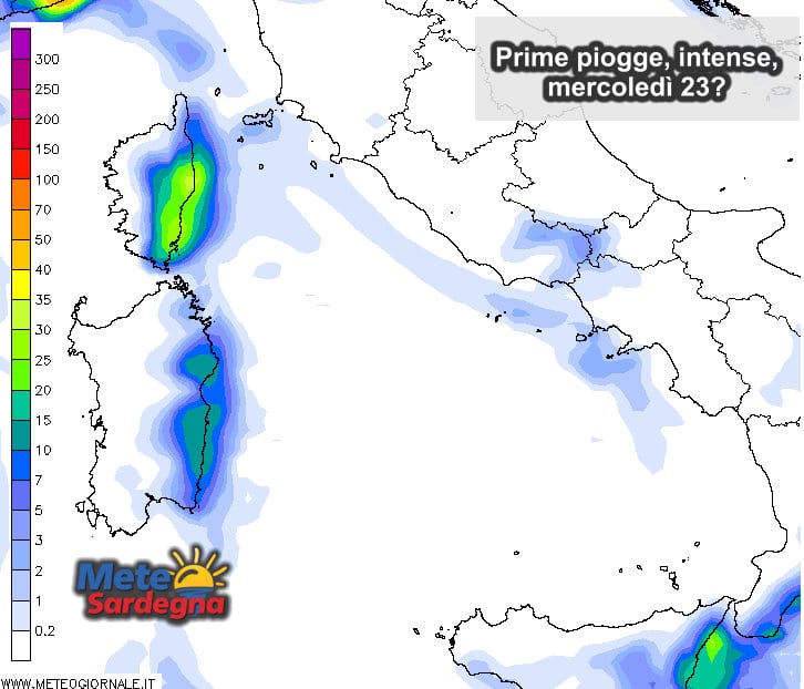 Piogge 10 - Prime, intense piogge mercoledì sera?