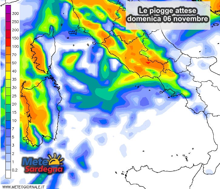 Le piogge di domenica 06 novembre.