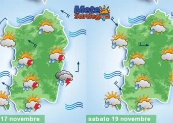 Previsioni 2 350x250 - Oggi caldo forte, anche 40°C. Attenzione agli incendi. Domenica temporali sui rilievi e tratti di costa orientale e rinfrescata