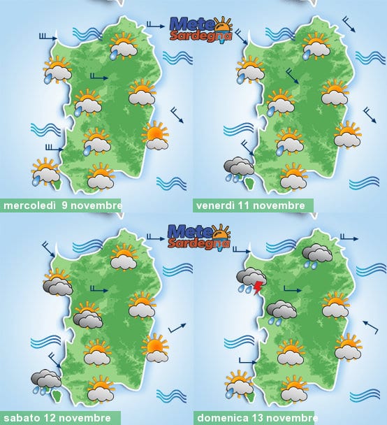 Il meteo settimanale nella nostra grafica targata Meteo Sardegna.