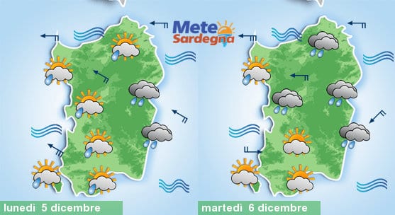 Il meteo tra oggi e martedì 06 dicembre.