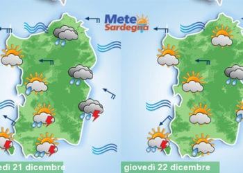 Meteo sardegna 6 350x250 - Ancora piogge, specie su Sardegna orientale. Migliora da venerdì, Natale col sole