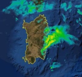 Radar - Prime, intense piogge su Sardegna orientale
