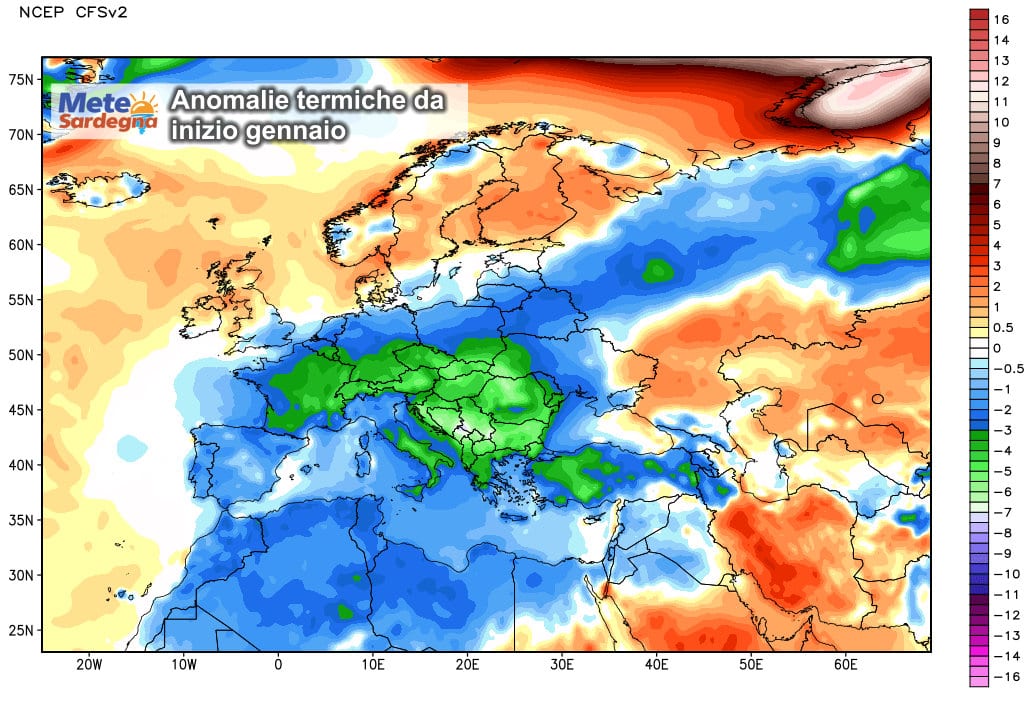 Le anomalie termiche da inizio gennaio a oggi.