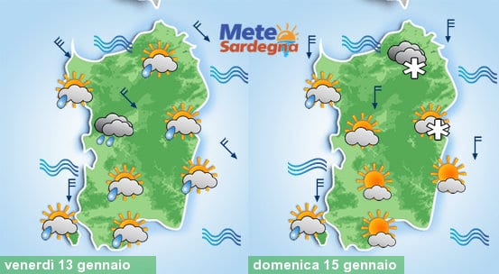 Meteo Sardegna 3 1 - Venerdì peggiora, da sabato freddo e neve a quote collinari