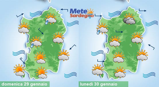 Meteo Sardegna 8 1 - Domenica variabile, poi migliora. Maltempo a inizio febbraio