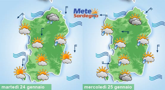 Meteo sardegna 5 1 - Piogge meno intense, ulteriore nevicate oltre 1200 metri