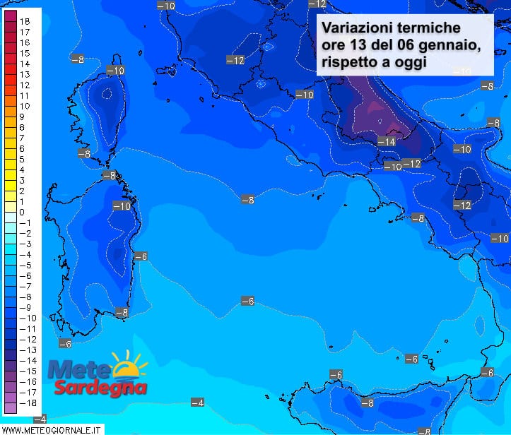 Variazioni termiche - Crollo delle temperature per la Befana: anche 10°C in meno