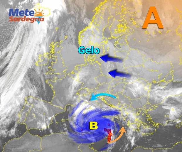 Meteosat 1 - Il Vortice Depressionario porterà ancora maltempo