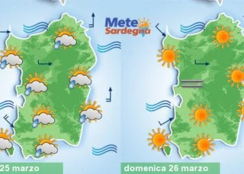 Meteo sardegna 15 350x250 - Oggi caldo forte, anche 40°C. Attenzione agli incendi. Domenica temporali sui rilievi e tratti di costa orientale e rinfrescata
