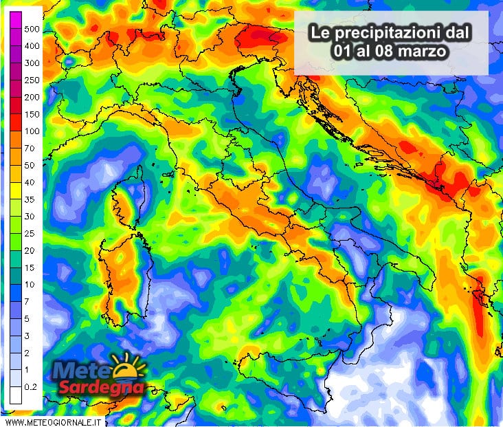 Piogge - 1° weekend di marzo col maltempo: ecco quanto pioverà