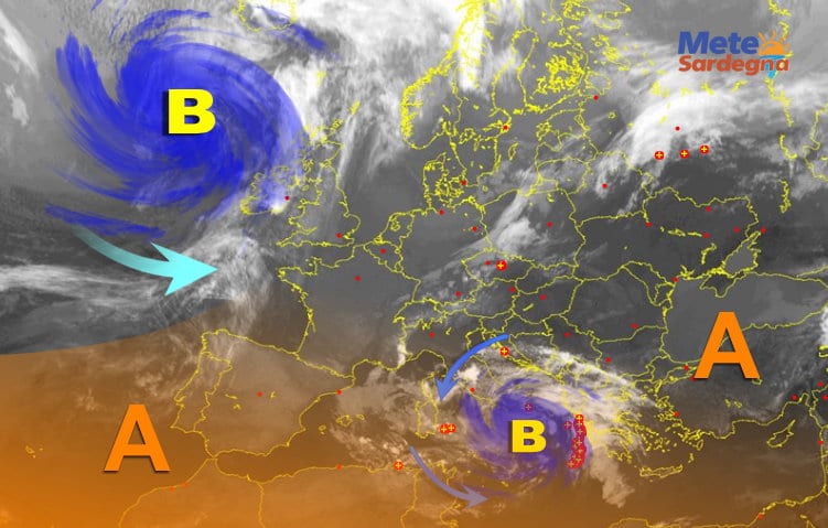 Meteosat - Ecco il Vortice di Bassa Pressione che causa le piogge