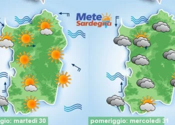 Meteo sardegna 20 350x250 - Capitolo caldo: a ovest torrido, a est afoso