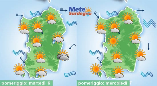 Meteo sardegna 2 - Nel pomeriggio qualche pioggia e un po' di Maestrale. Poi gran caldo