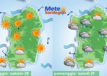 Meteo sardegna 16 350x250 - In arrivo piogge su settori orientali