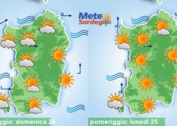 Meteo sardegna 14 350x250 - Ancora piogge, specie su Sardegna orientale. Migliora da venerdì, Natale col sole