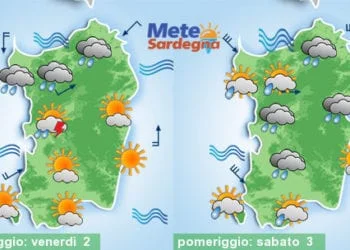 Meteo sardegna 350x250 - Venerdì brutto tempo, con piogge. Da sabato più freddo