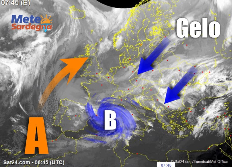 Meteosat 3 - In atto peggioramento meteo per profondo Vortice Ciclonico