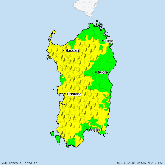 sardegna avvisi meteo - Condizioni meteo avverse a carattere locale per oggi in Sardegna