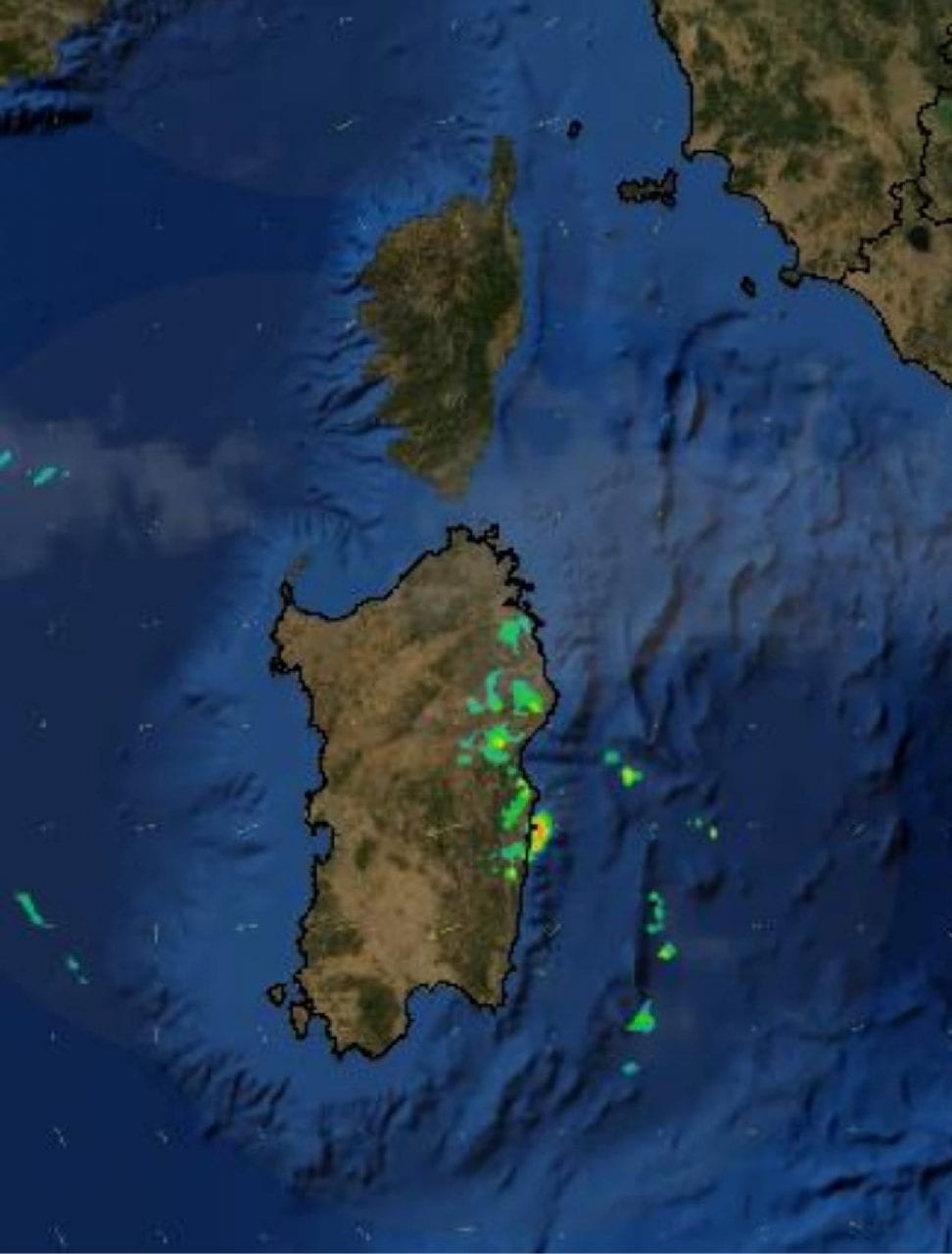 Radar - Peggioramento meteo su Sardegna orientale