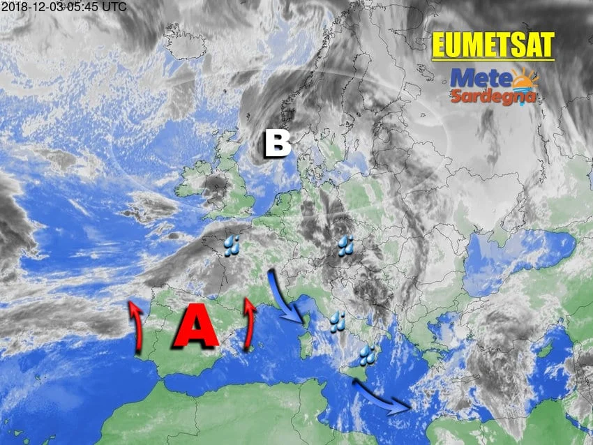 Meteosat Sardegna - Alta Pressione, meteo in sensibile miglioramento