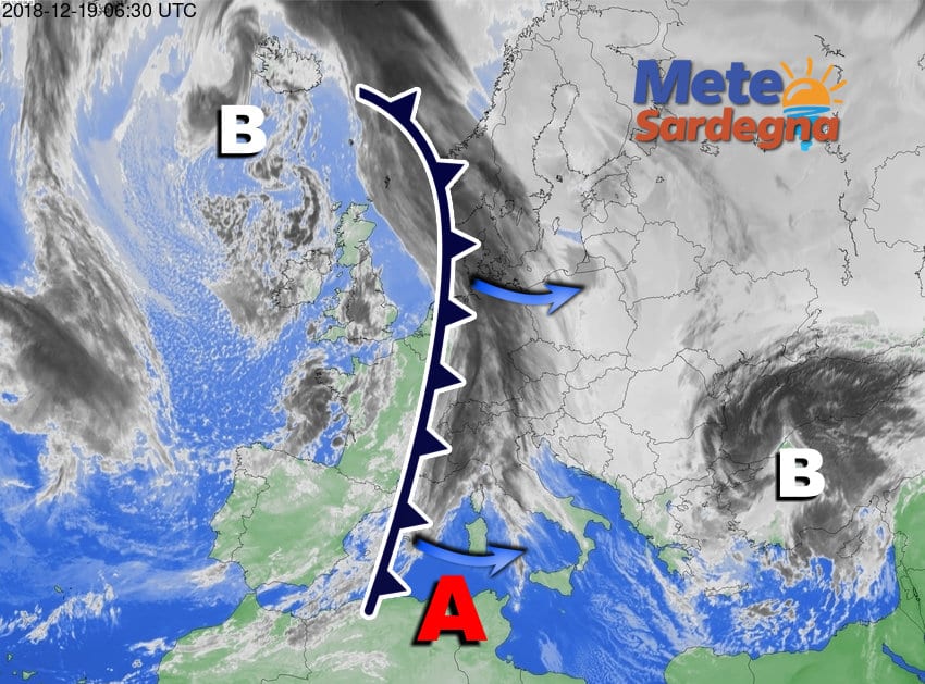 Meteosat3 - Perturbazione lambisce la Sardegna, meteo variabile