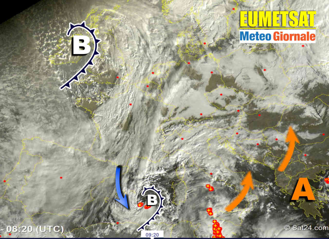 meteosat - Ciclogenesi mediterranea, evoluzione meteo molto complessa
