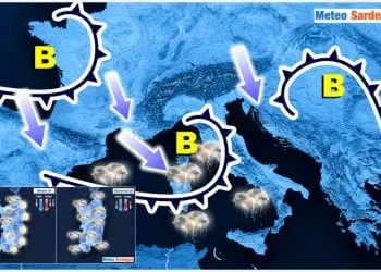 evoluzione meteo per domenica 350x250 - Violente grandinate in molte zone della Sardegna