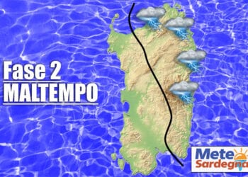 mete avverso fase 2 sardegna 350x250 - Meteo Sardegna nel cuore del ciclone mediterraneo: il cielo ribolle di nubi temporalesche