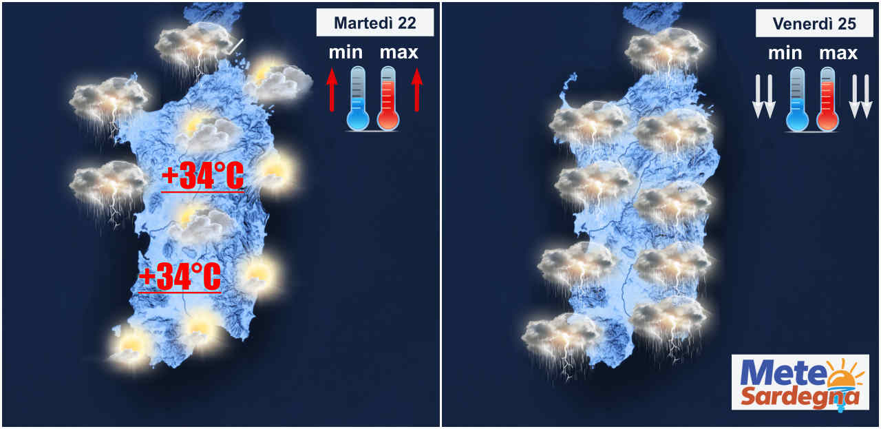 meteo prossimi giorni sardegna caldo tropicale e poi temporali - Meteo con caratteristiche dei TROPICI Sardegna. PEGGIO da Giovedì: poi Refrigerio