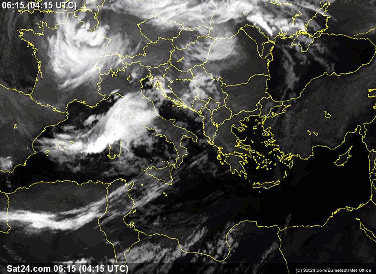 meteosat ore 6 del 27 settembre 2020 - La perturbazione raggiunge la Sardegna: ecco il maltempo