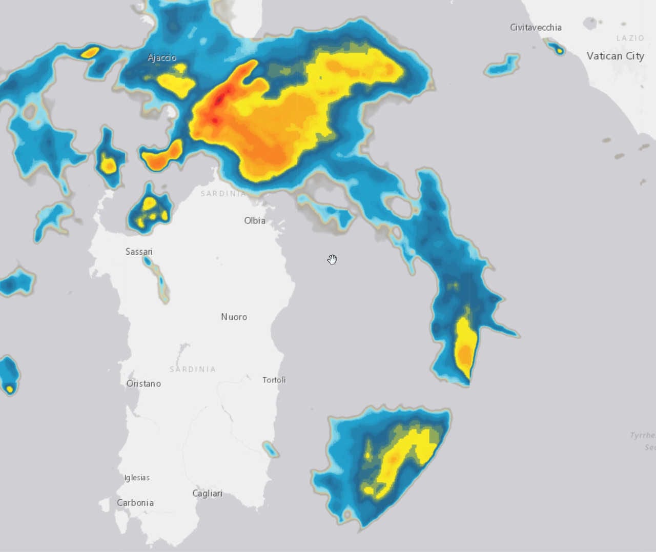 radar meteo - Sardegna, fase 2: meteo avverso, rischio nubifragi. I dettagli