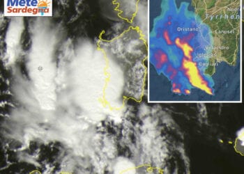 super temporale verso sardegna 350x250 - Meteo Sardegna nel cuore del ciclone mediterraneo: il cielo ribolle di nubi temporalesche