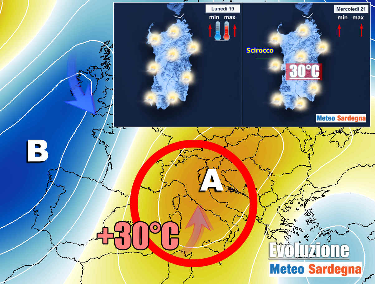 Evoluzione meteo con caldo africano.