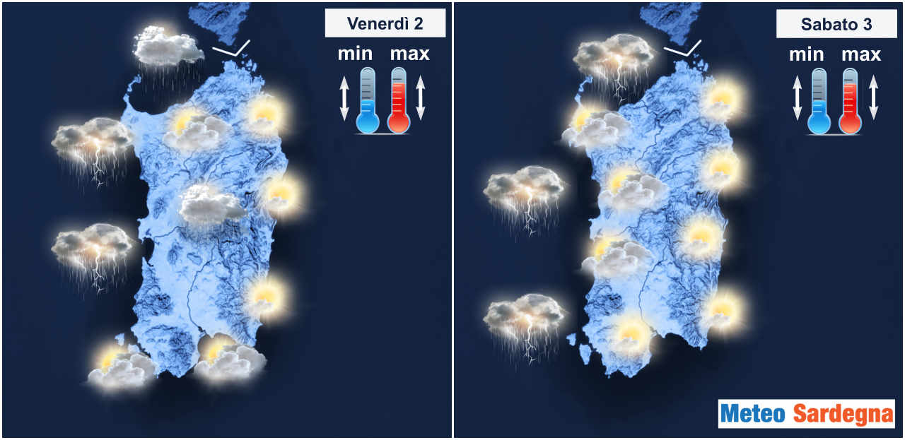 meteo in peggioramento nei prossimi giorni - In Sardegna meteo in peggioramento per una serie di perturbazioni