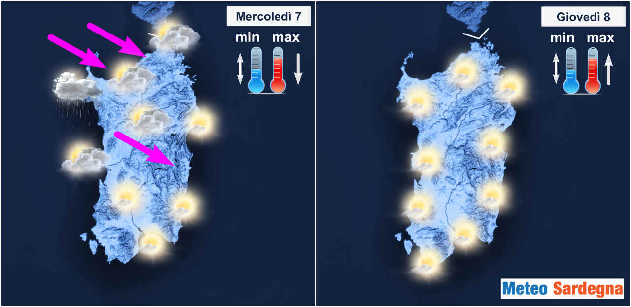 Meteo dei prossimi giorni in Sardegna.