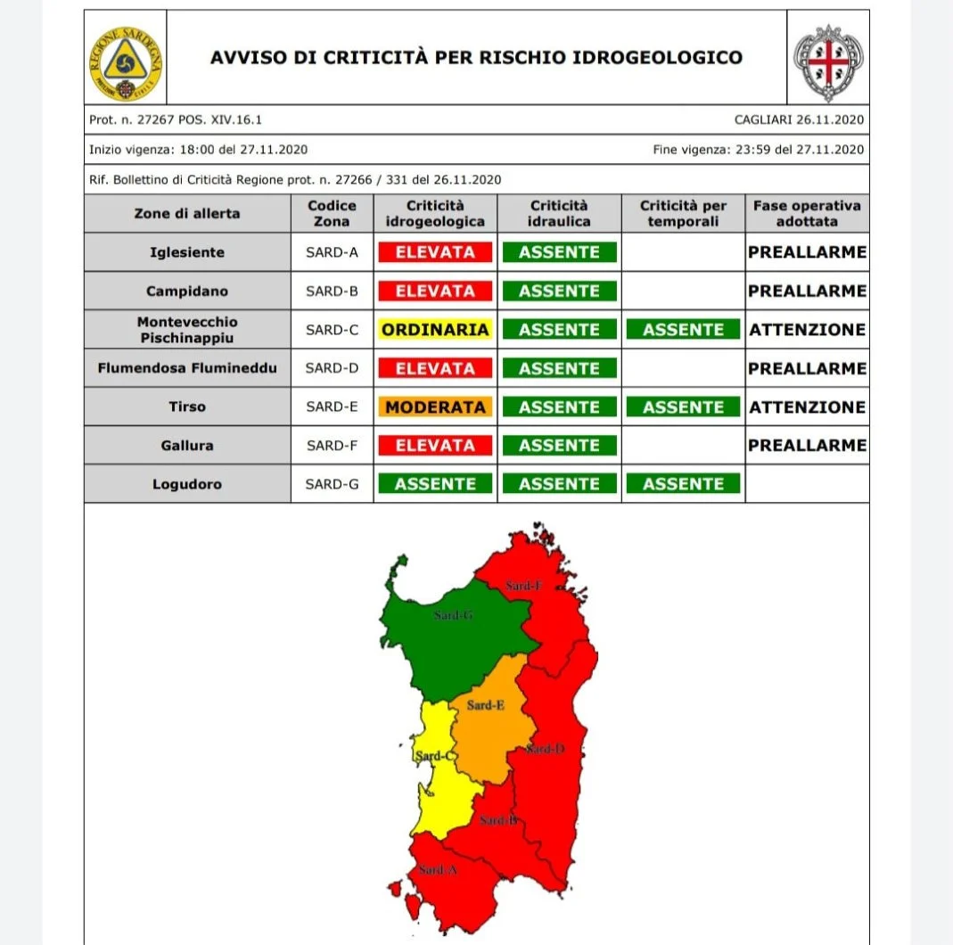 Protezione Civile SARDEGNA: allerta meteo ROSSA allerta meteo rossa da protezione civile sardegna - Protezione Civile SARDEGNA: allerta meteo ROSSA