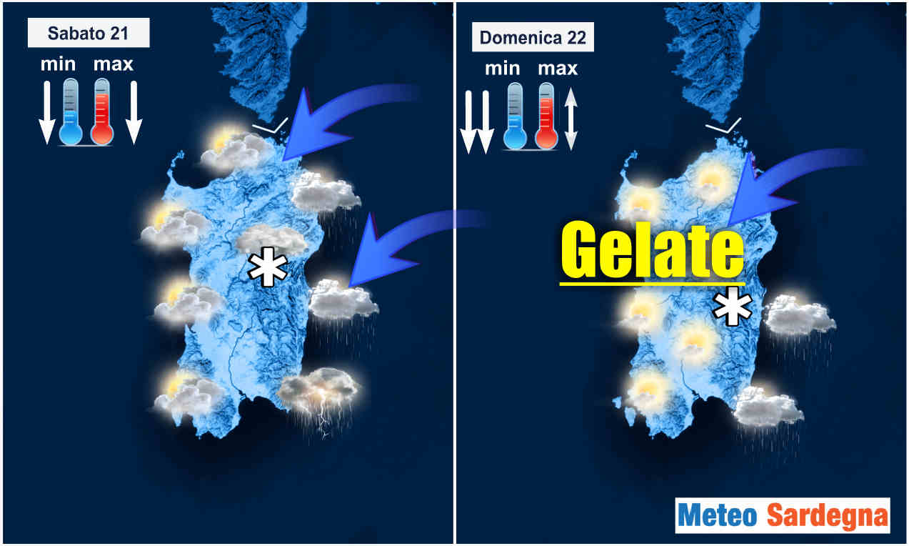 meteo prossimi giorni sardegna con rischio gelate - Sardegna, meteo freddo con GELATE NOTTURNE. Neve su Gennargentu