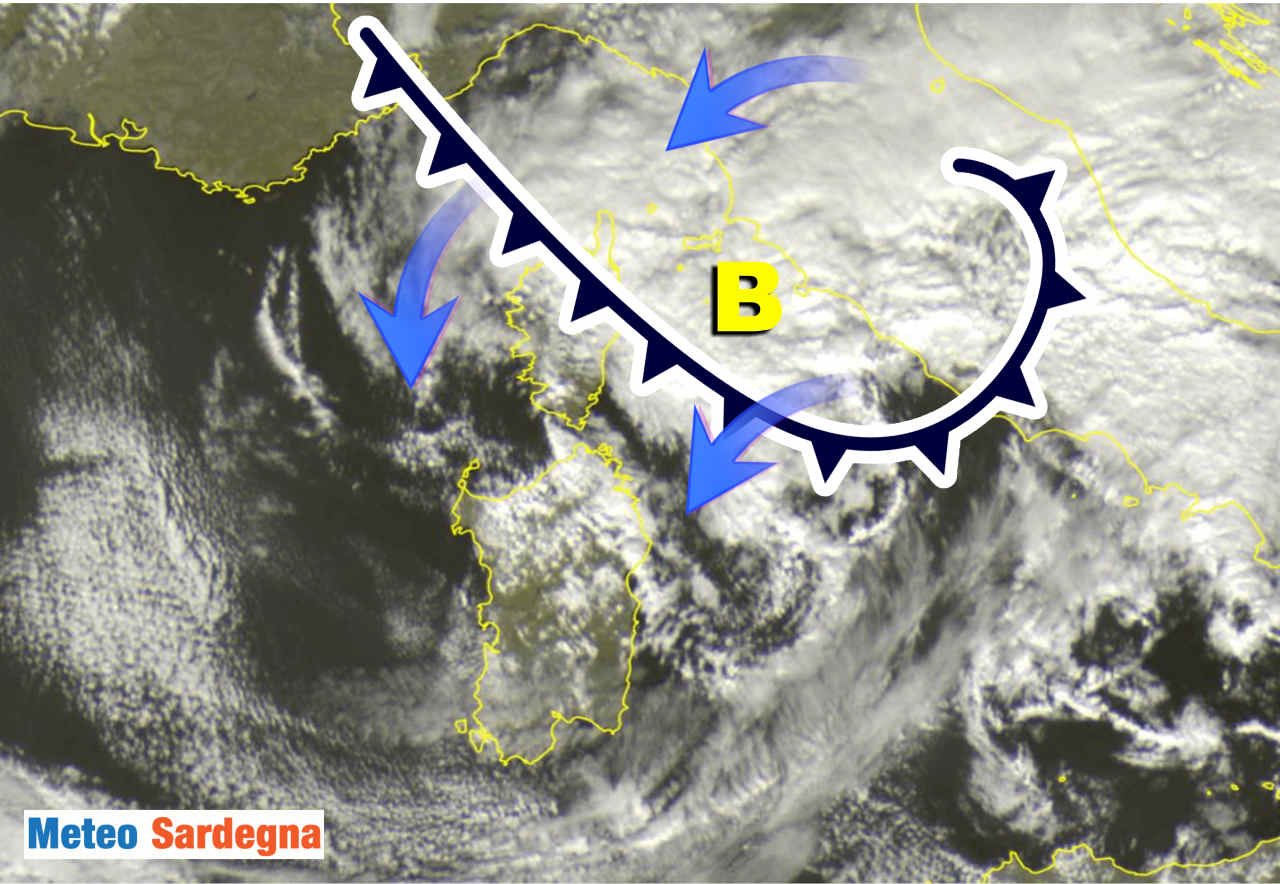 meteo sensibile peggioramento sardegna - Sardegna: FREDDO ciclone su Tirreno, meteo avverso prossime ore