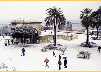 Nevicata del 9/1/1985; Cagliari. Fonte flickr.com.