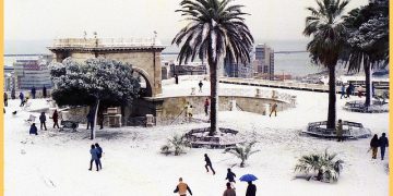 Nevicata del 9/1/1985; Cagliari. Fonte flickr.com.