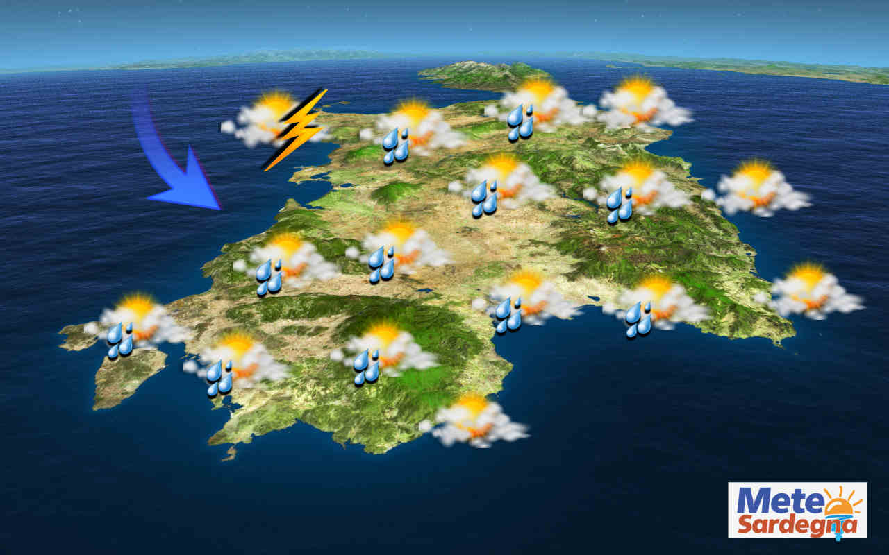 SARDEGNA: nuove perturbazioni. Temperatura invernale meteo instabile con piogge e temporali - SARDEGNA: nuove perturbazioni. Temperatura invernale