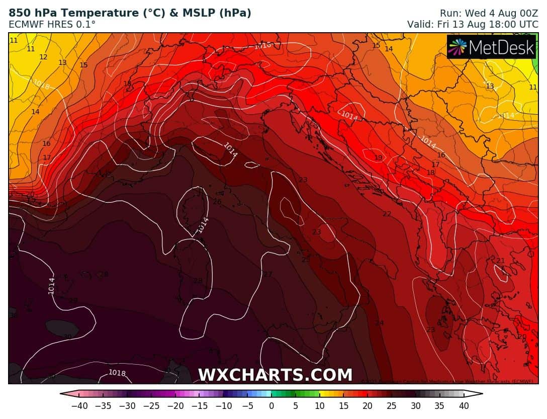SARDEGNA in prima fila per il CALDO dal Centro Meteo Europeo 850temp 20210804 00 234 - SARDEGNA in prima fila per il CALDO dal Centro Meteo Europeo