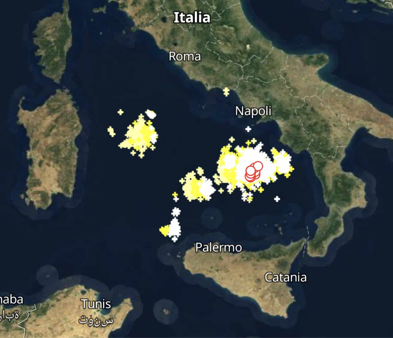 mappa temporali ore 06 - Aggiornamento, Meteo Sardegna: escalation di forti temporali attorno alla regione. Focus e previsioni