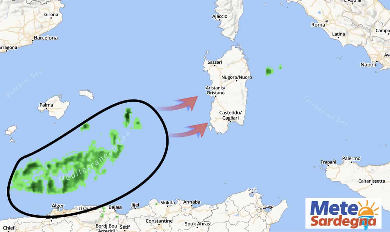 Radar pioggia sardegna