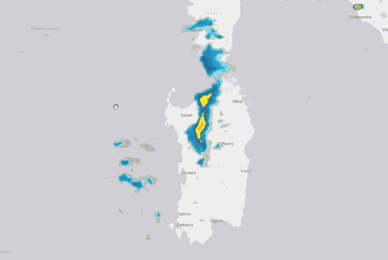 radar 24 agosto 2021 mattina - Meteo Sardegna: improvviso transito di nubi minacciose