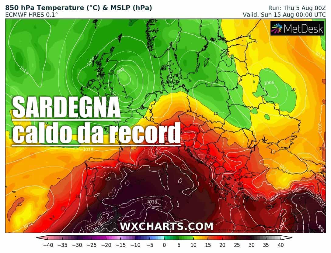 SARDEGNA in prima fila per il CALDO dal Centro Meteo Europeo sardegna meteo con caldo record - SARDEGNA in prima fila per il CALDO dal Centro Meteo Europeo