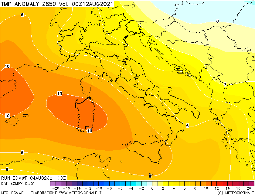 SARDEGNA in prima fila per il CALDO dal Centro Meteo Europeo t850anom 192 - SARDEGNA in prima fila per il CALDO dal Centro Meteo Europeo